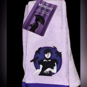 Wednesday Addams 2 pack purple hand towels New